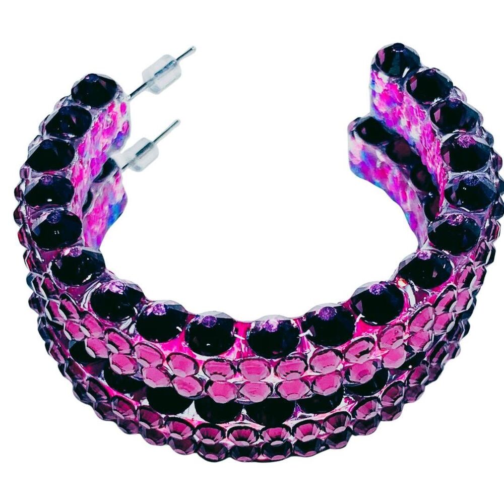 Elegant Amethyst Rhinestone Hoops